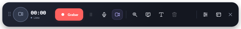 Widget flotante de Prisma con controles de grabación